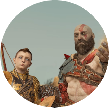 an image of kratos and atreus from god of war (2018)